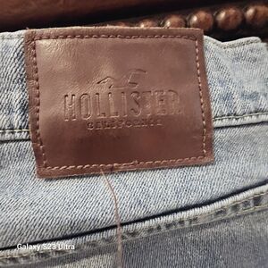 Hollister Blue Denim Jeans with Genuine Leather Patches